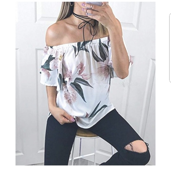 White Off Shoulder Top - Picture 3 of 4